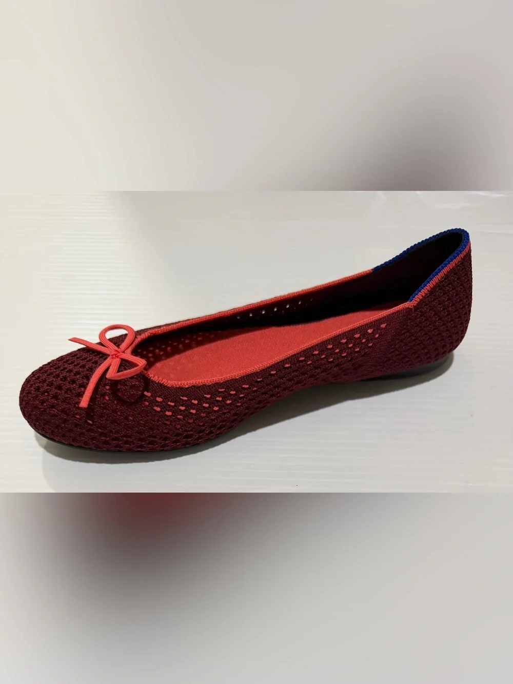 Rothy's Women's The Ballet Flat With Bows in Berry Mesh, Size 8.5